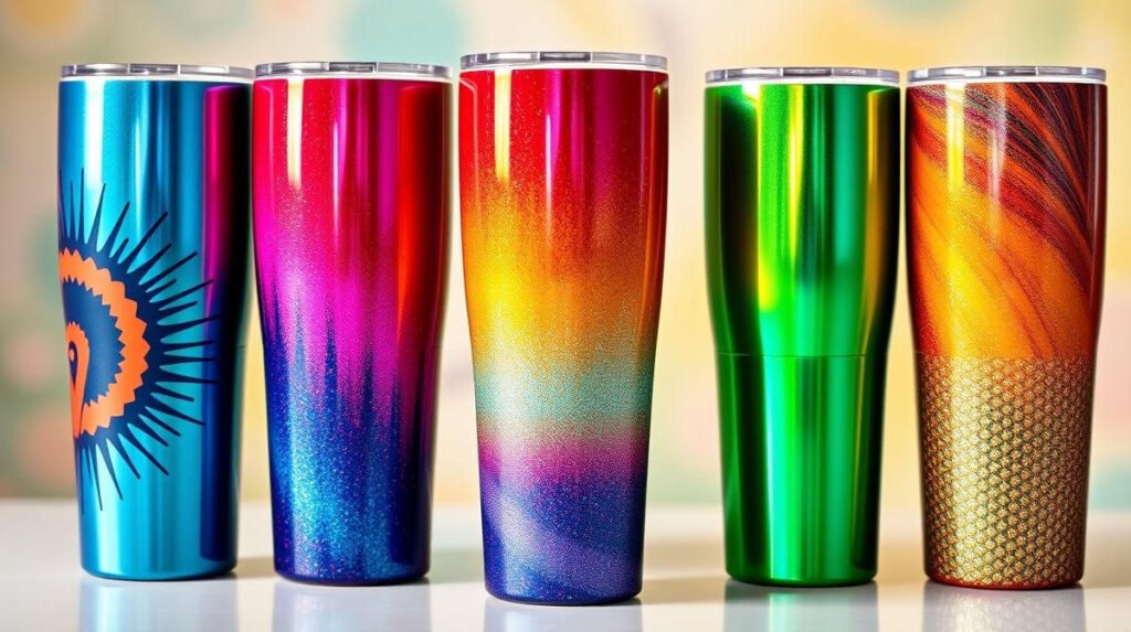 vasos térmicos con hermosos colores